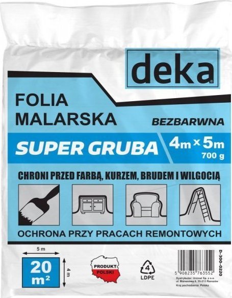 Folia malarska Deka FOLIA MALARSKA SUPER GRUBA BEZBARWNA 4*5M 700G