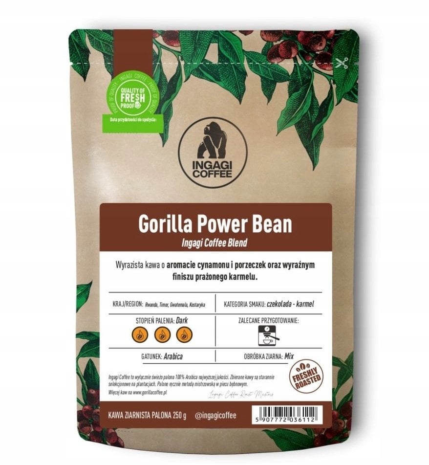 Kawa ziarnista Ingagi Kawa ziarnista Coffee Gorilla Power Bean 250g