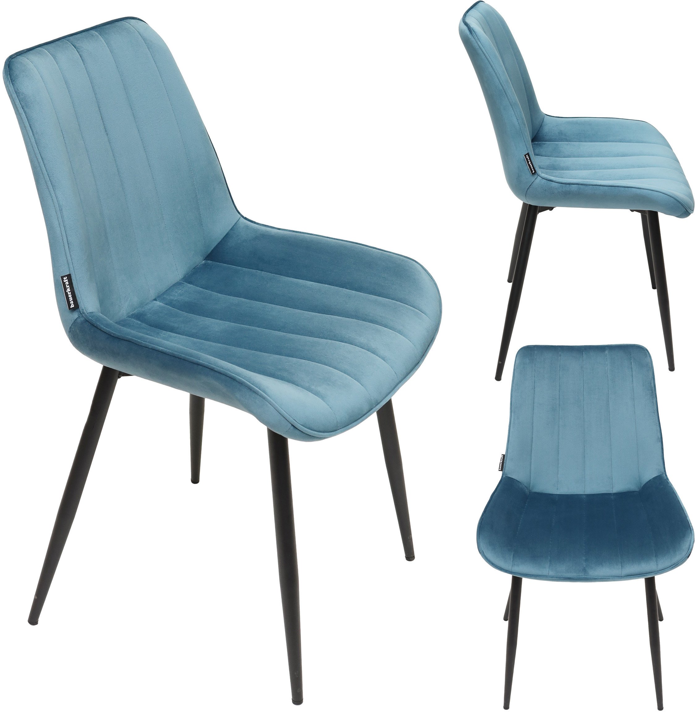 Krzesło tapicerowane welurowe do salonu jadalni velvet loft niebieskie