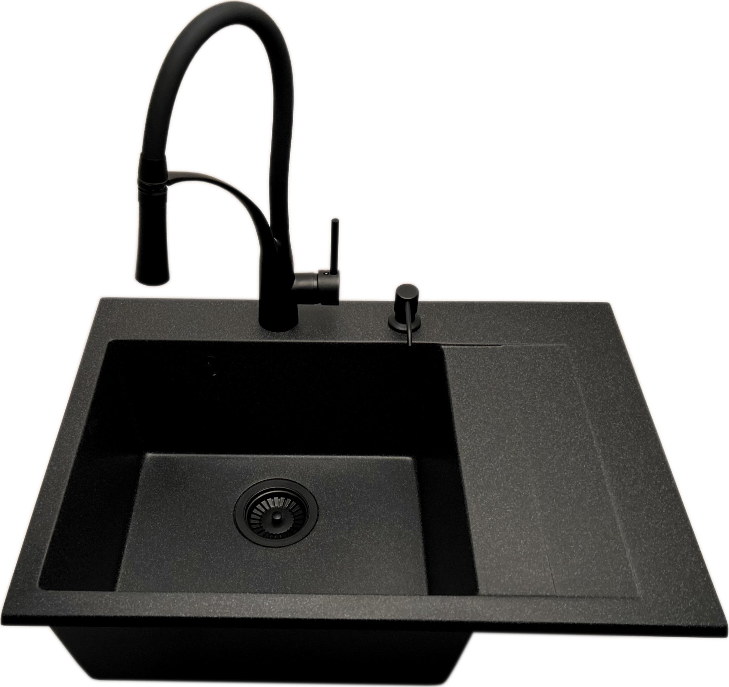 Zlewozmywak PREHNIT Zlewozmywak jednokomorowy z ociekaczem LOBSTER grafit + bateria nexo + doz