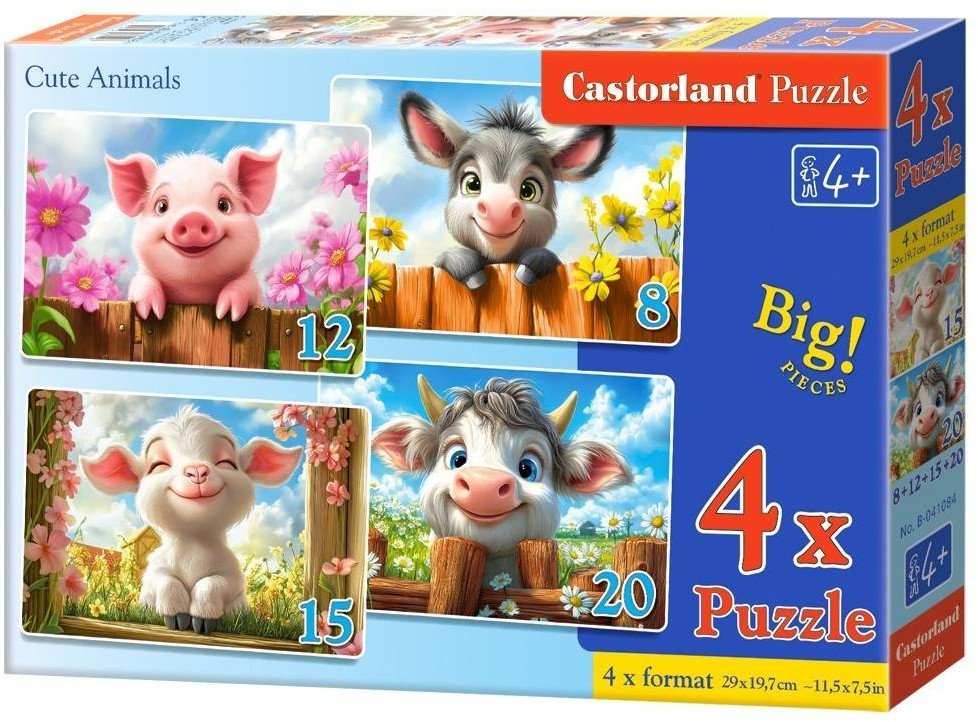 Puzzle x 4 Kontur Cute Animals CASTOR