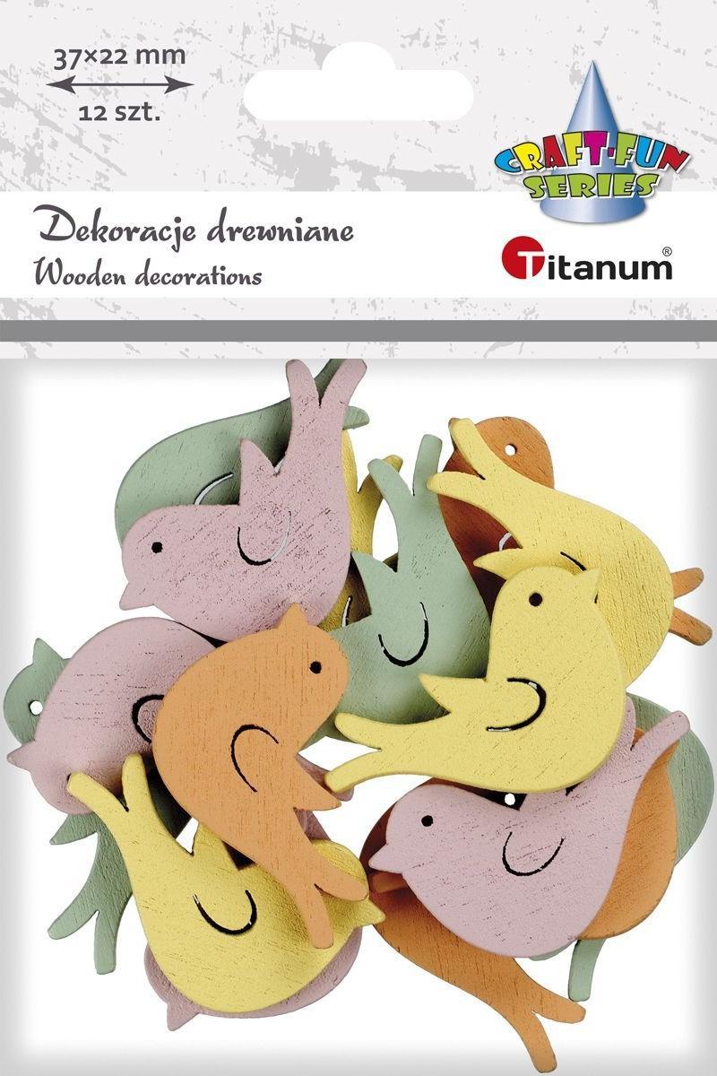 Titanum Dekoracje drewniane Ptaszki 12 szt Titanum