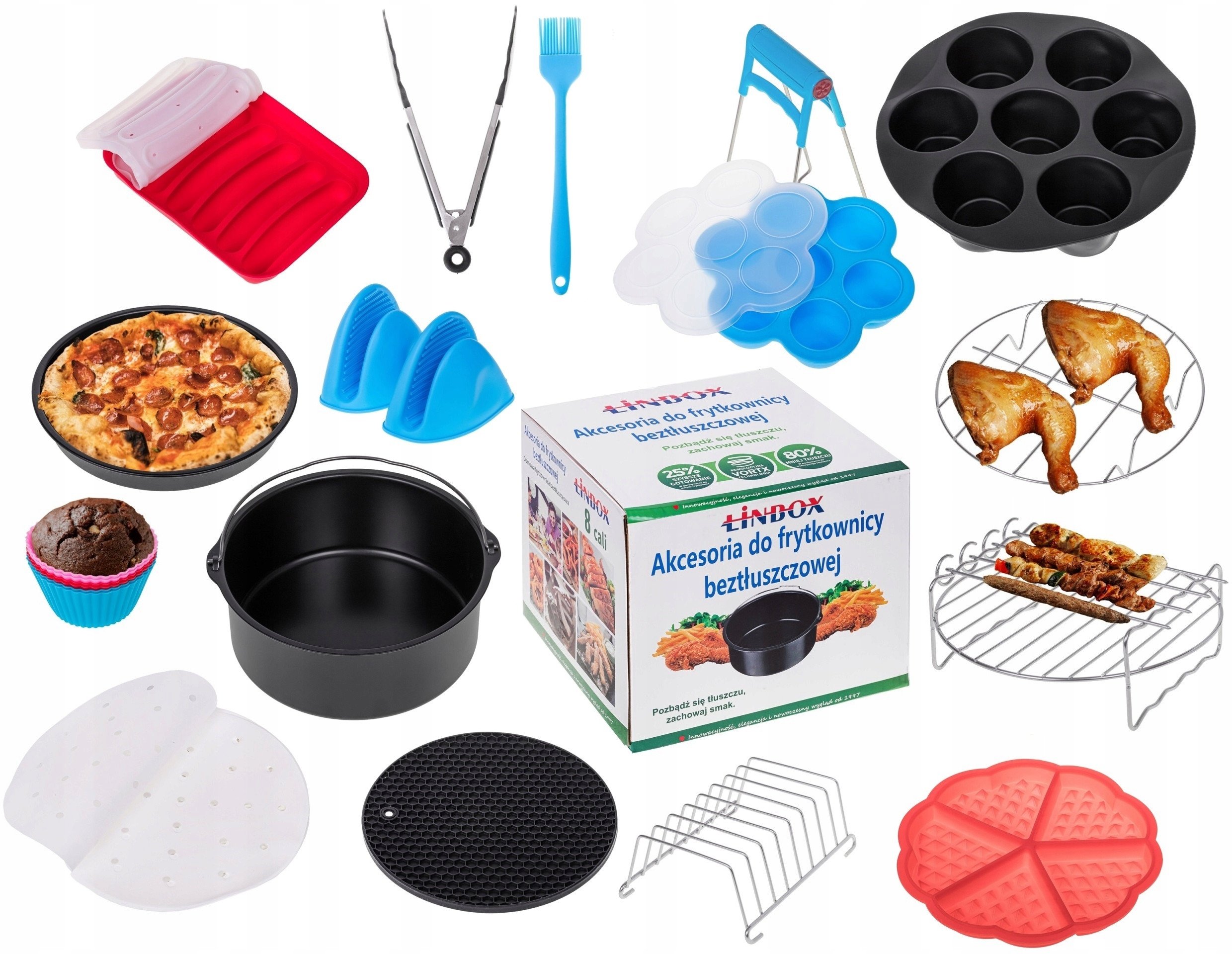 7-calowe akcesoria do airfryer,16-częściowy zestaw
