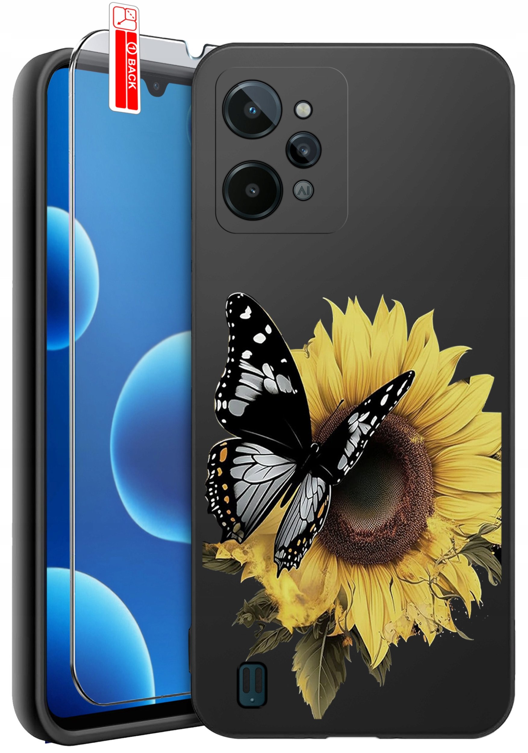 ETUI do Realme C31| WZORY | SILIKONOWE MATT CASE + SZKŁO 9H