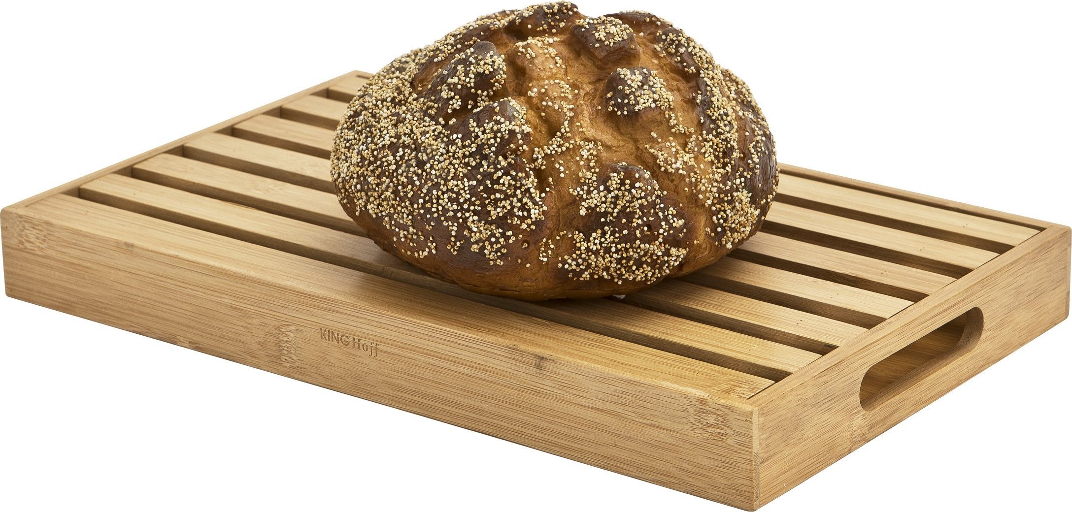 Deska do krojenia KingHoff z tacą na okruszki bambusowa