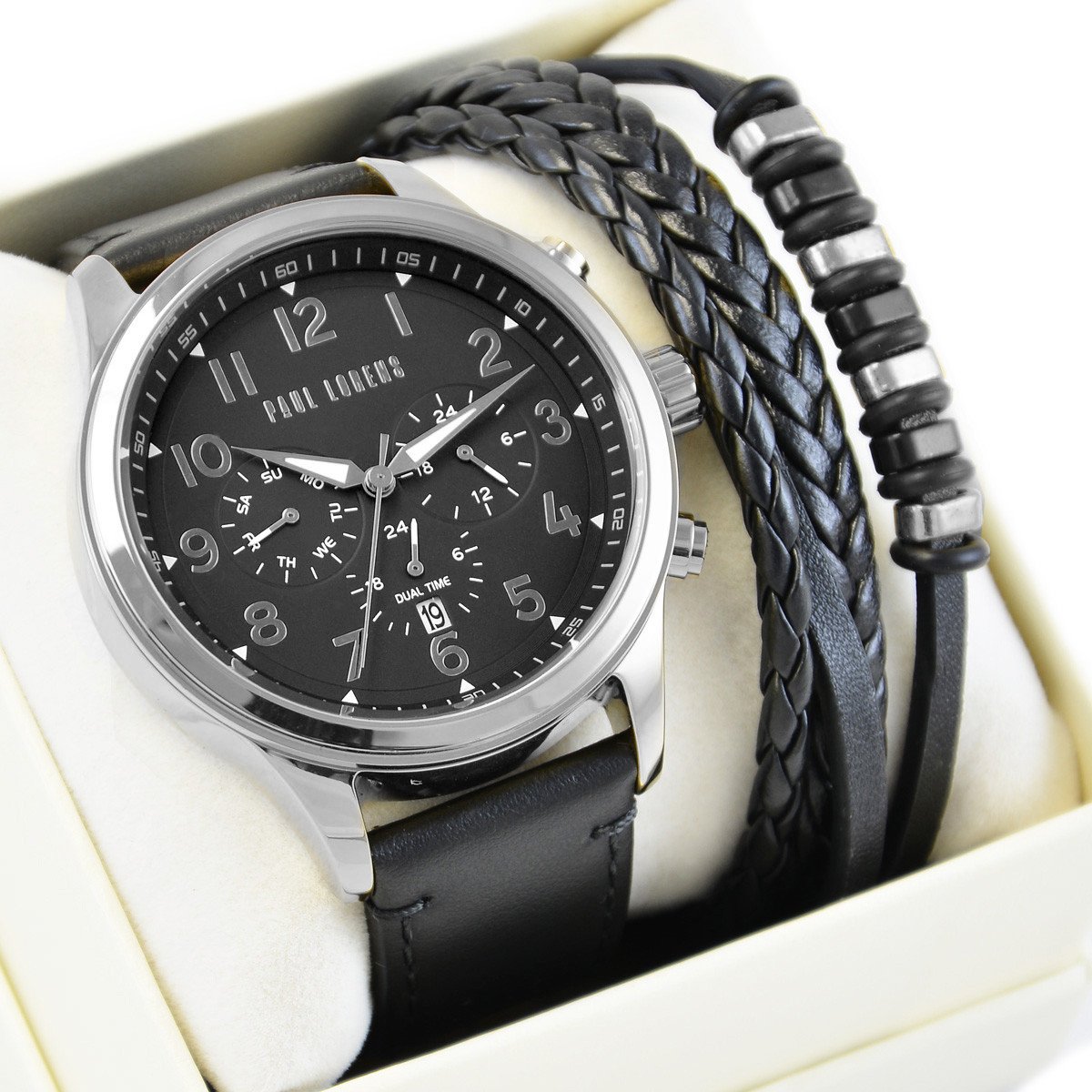 Zestaw zegarek męski Paul Lorens - BAYAS - PL20011A-1A1 + bransoletka