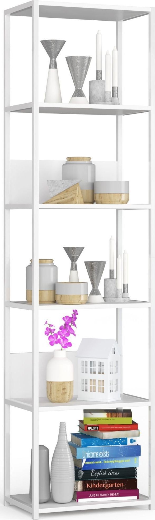 Fabryka Mebli Akord Regał loftowy metalowy 50 cm - biały-biały - 6 półek