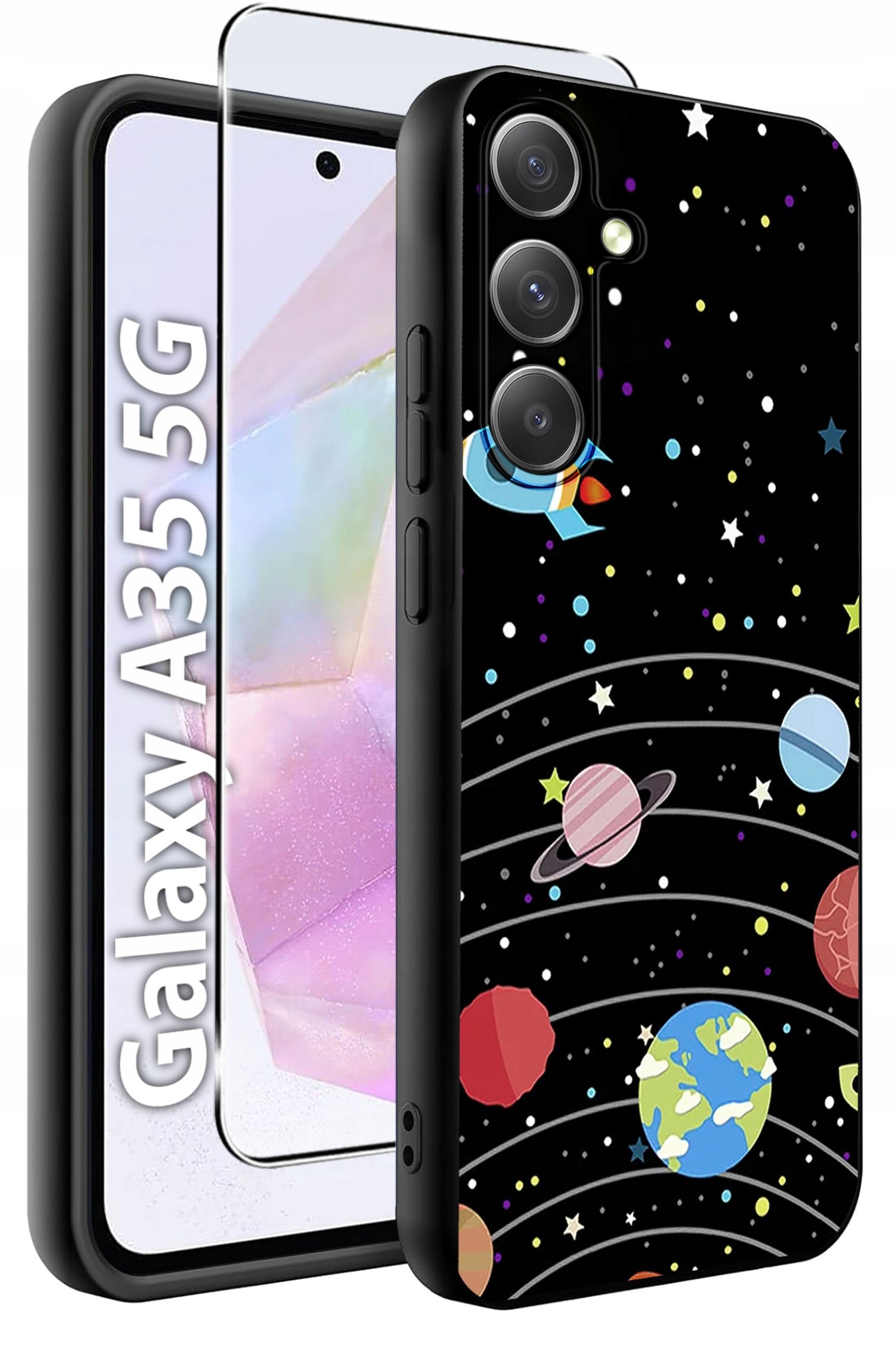 ETUI do Samsung A35 5G WZORY | SILIKONOWE MATT CASE + SZKŁO HARTOWANE 9H