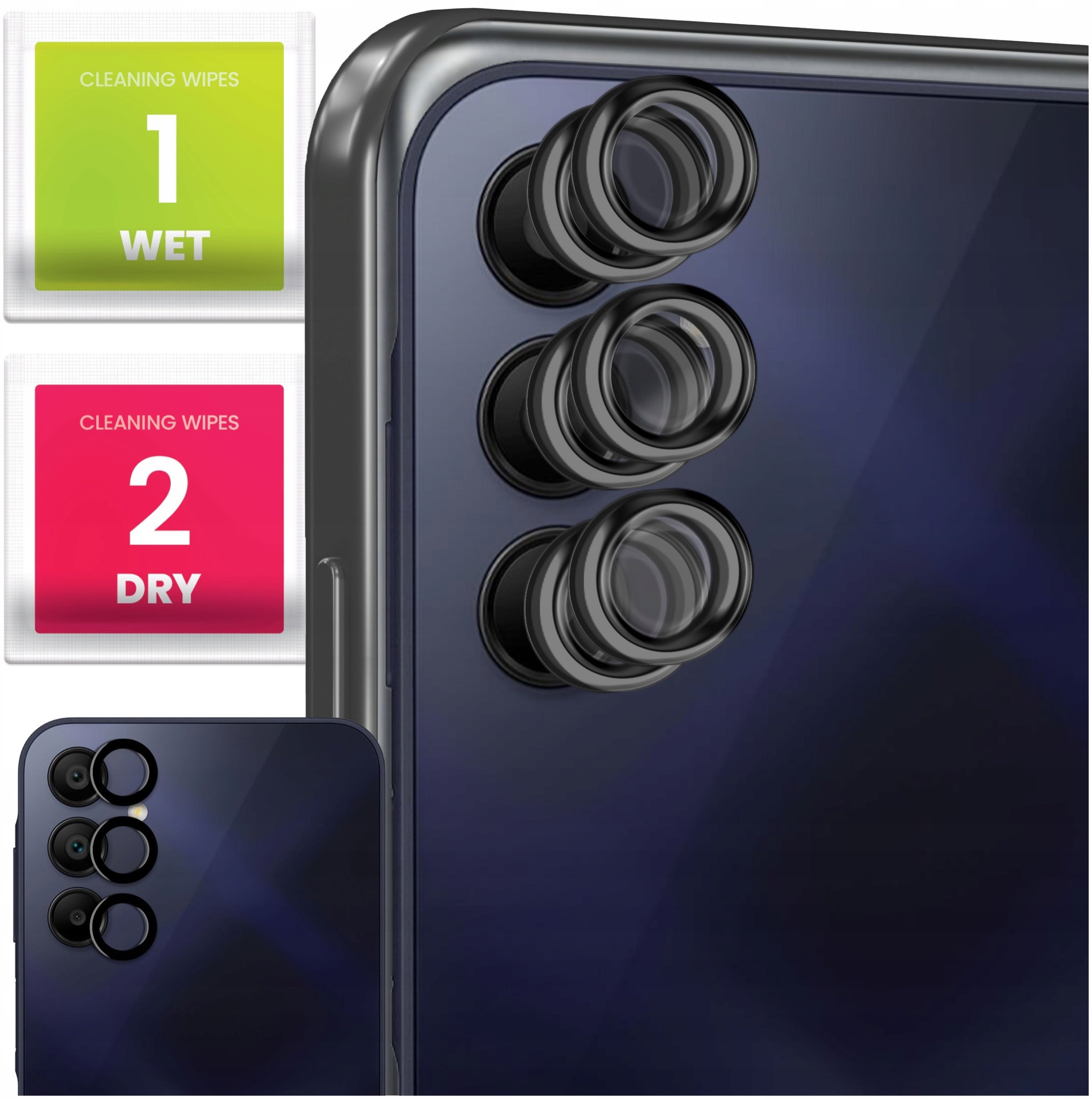 6x Szkło Na Aparat Do Samsung Galaxy A15 / A15 5G (Na Obiektywy, Czarne)