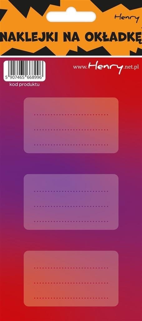 HENRY Naklejki na zeszyty - Czerwono-fioletowe (12szt)