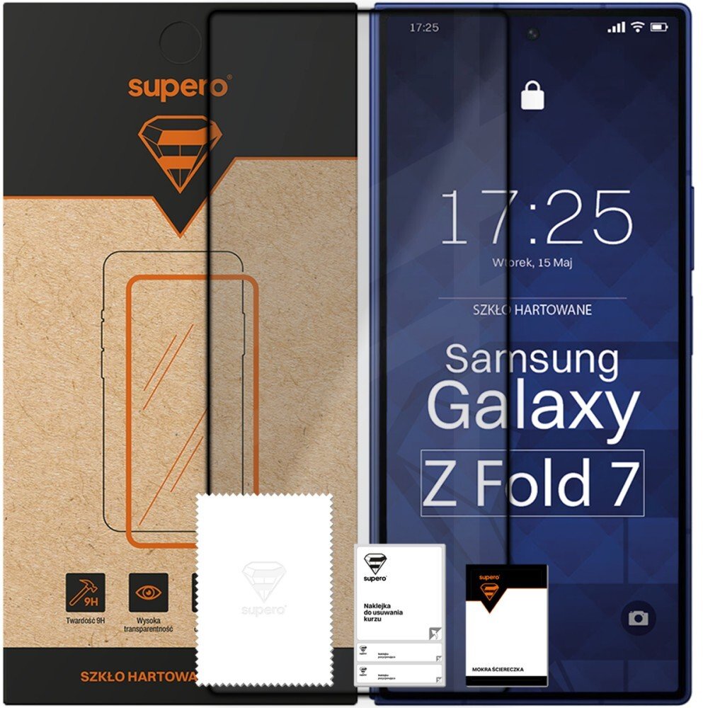 SUPERO Szkło hartowane do Samsung Galaxy Z Fold 7, z czarną ramką