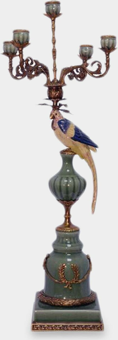 rzezbyzbrazu Kandelabr Pięcioramienny z Papugą Lewy