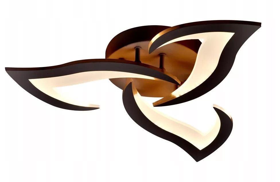 Lampa Sufitowa Kwiat Lotosu do Sypialni Czarna Żyrandol LED z Pilotem