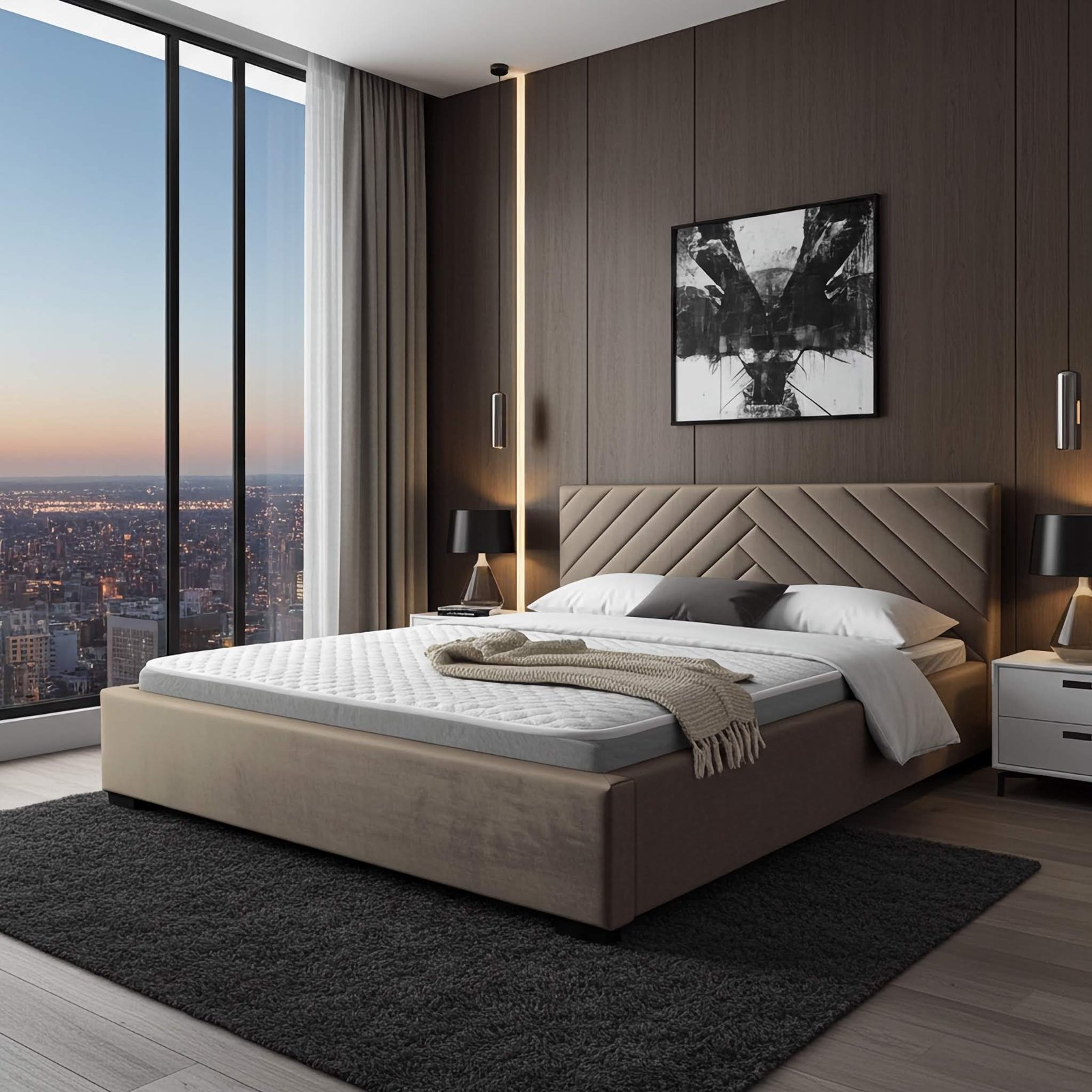 Łóżko tapicerowane TODI 120x200 jasny brąz welur pojemnik stelaż metalowy