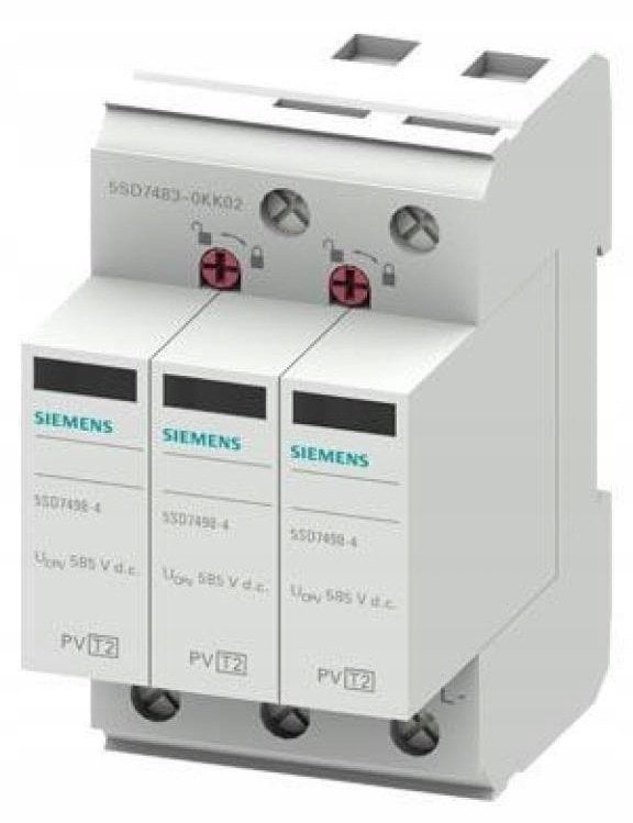 Ogranicznik przepięć Typ 2 do instalacji fotowoltaicznych 3P 1000 V DC Iimp 15kA Imax 40kA SENTRON 5SD7483-0KK02