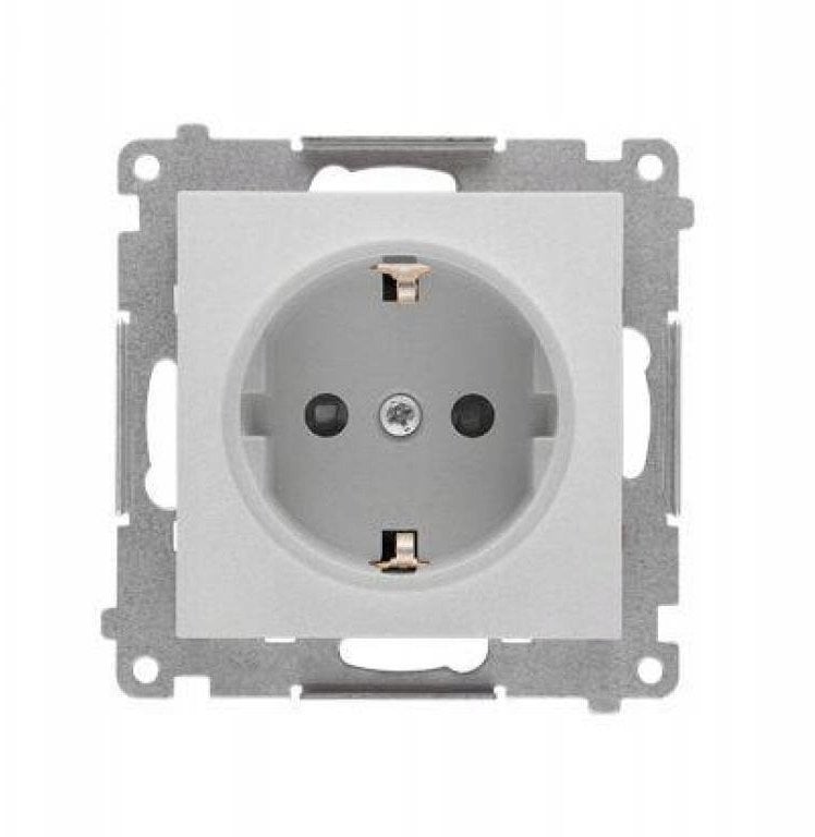 Kontakt-Simon Gniazdo Schuko z osłonami (moduł) 16 A, 250 V~, szybkozłącza Aluminium mat TGSZ1CZ.01/143