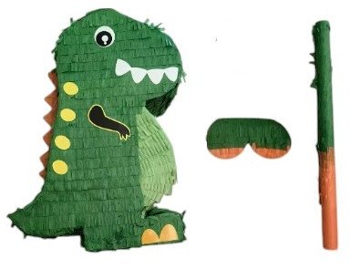 Pinata Piniata Dinozaur z Kijem i Opaską na Oczy / Duża 38x25x9cm / Piękna