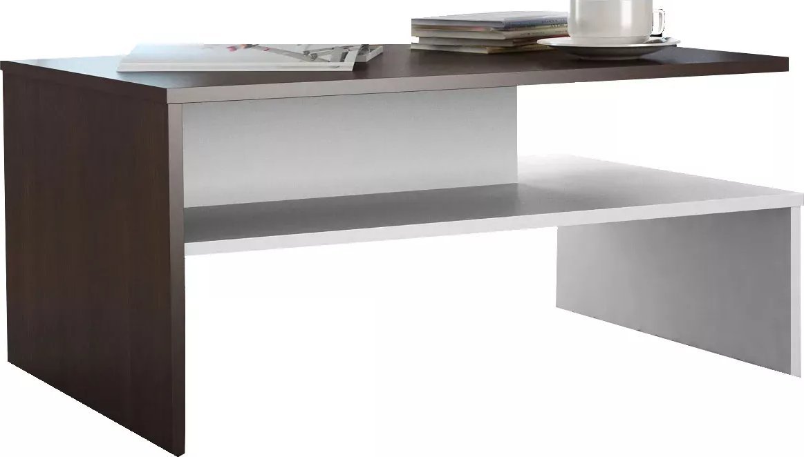 Elior Prostokątna ława kawowa wenge+biały - Dirla