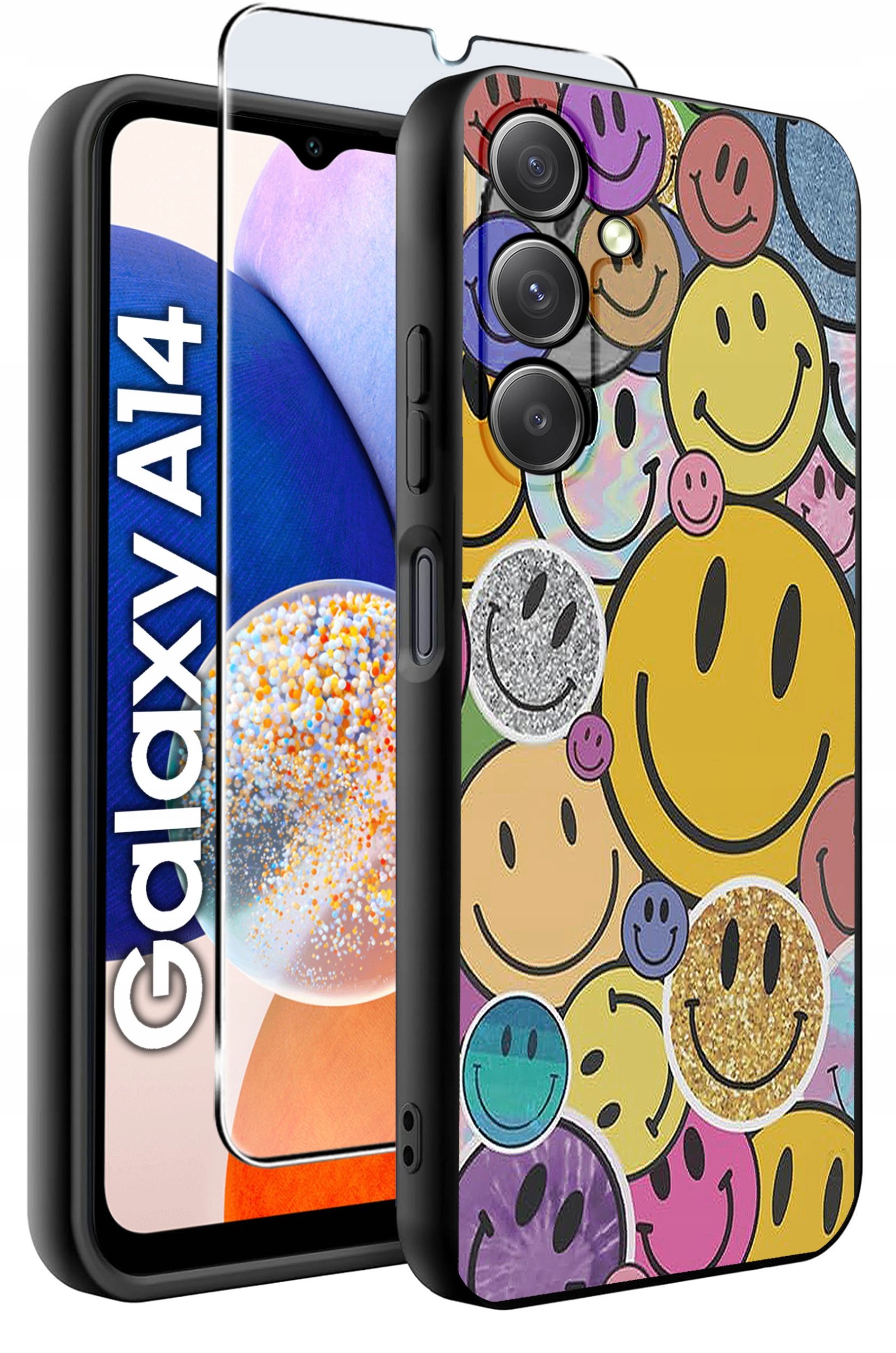 ETUI do Samsung A14 5G WZORY | SILIKONOWE MATT CASE + SZKŁO HARTOWANE 9H