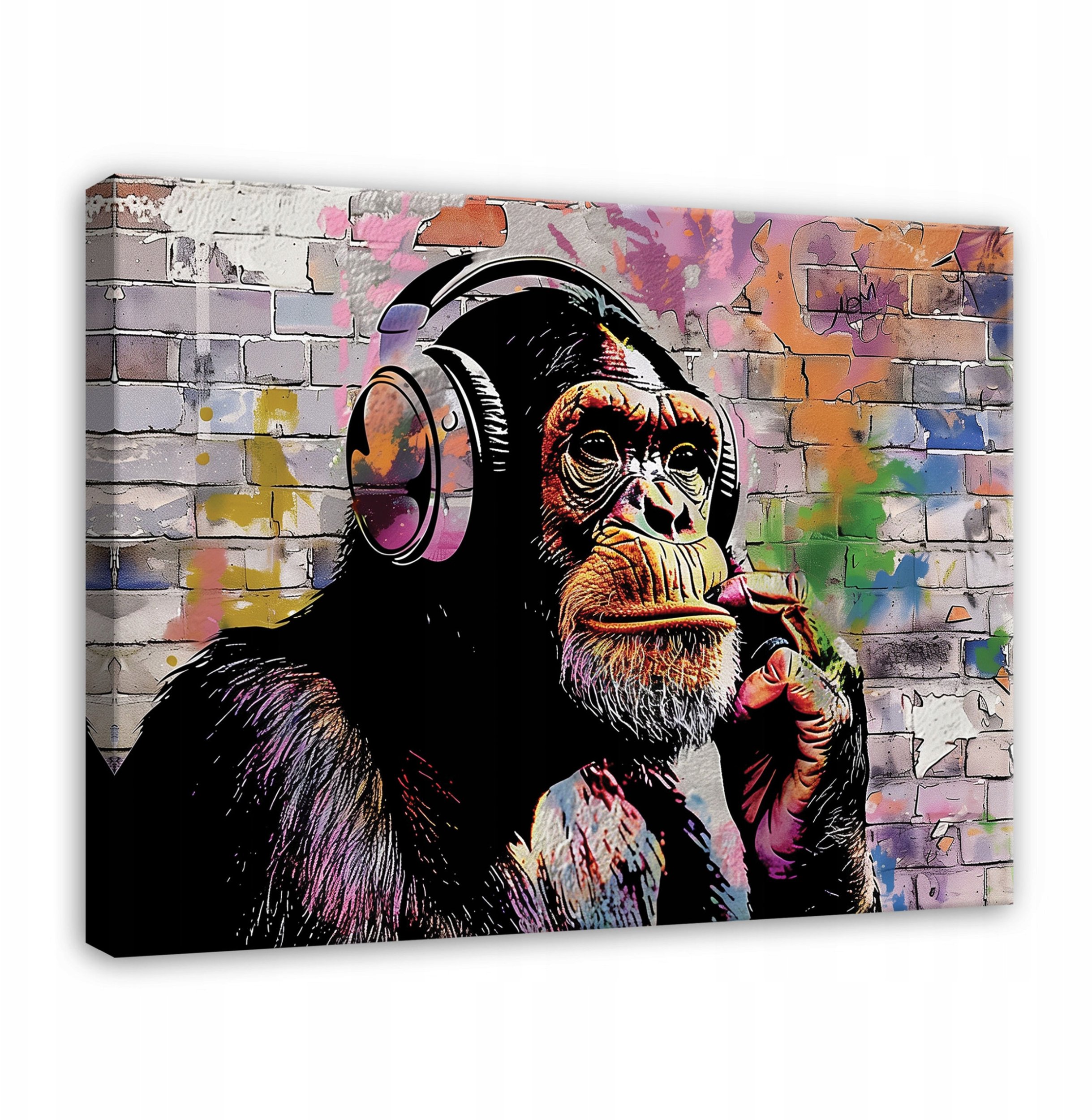 OBRAZ BANKSY MAŁPA GRAFFITI STREET ART NOWOCZESNY NA PŁÓTNIE ŚCIANĘ 120x80