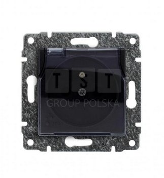 510939 VENA Gniazdo bryzgoszczelne IP44 pojedyncze z uziemieniem z przesłonątorów prądowych bez ramki 2P+Z 16A 250V czarny mat 510939