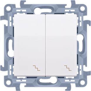 Kontakt-Simon Łącznik schodowy Simon 10 podwójny z podświetleniem 10AX biały (CW6/2L.01/11)