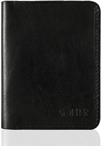 Solier Cienki skórzany męski portfel SOLIER SLIM CZARNY GRACIE