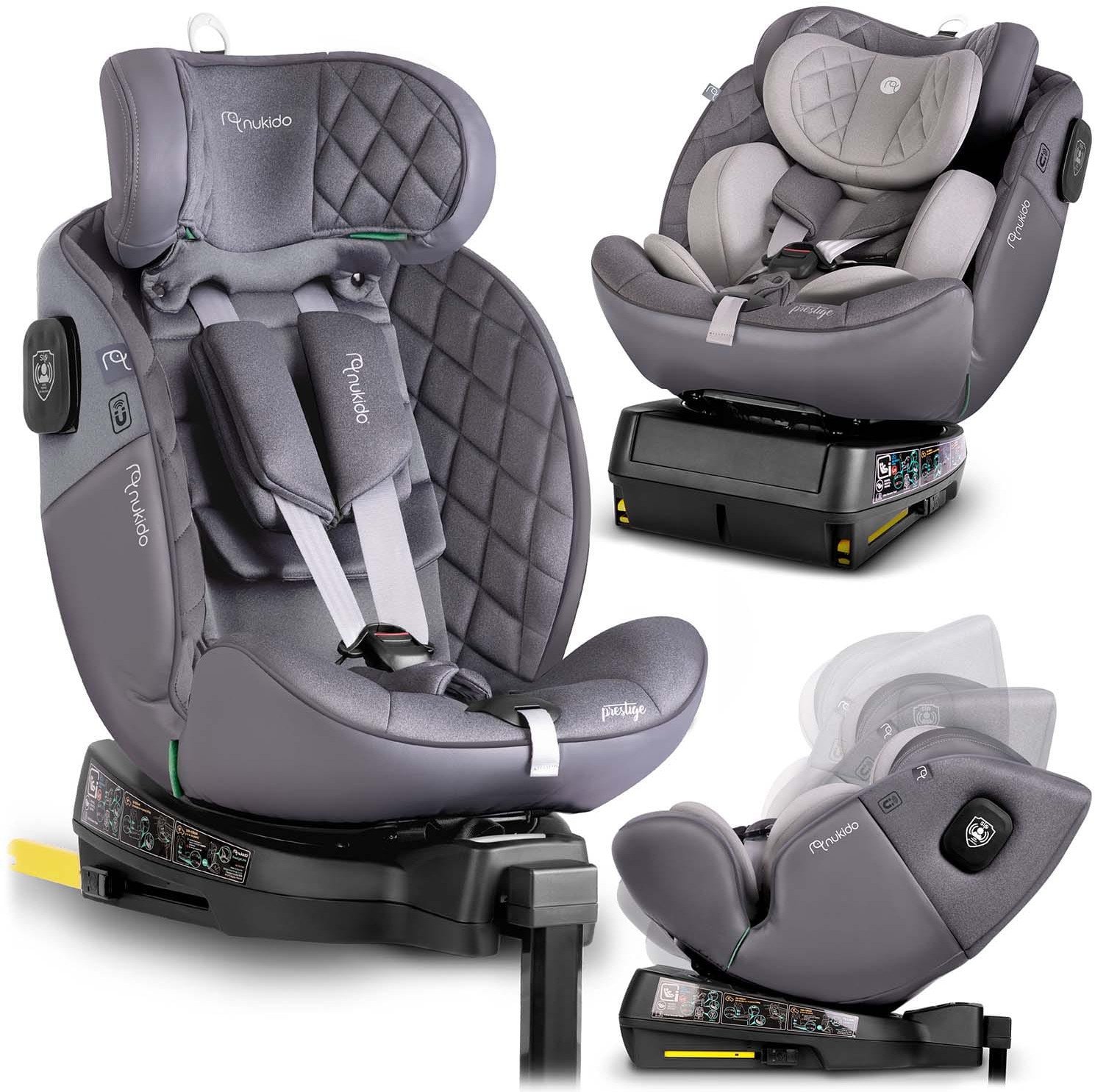 Fotelik samochodowy Nukido Fotelik samochodowy Prestige Line szary 0-36 kg ISOFIX