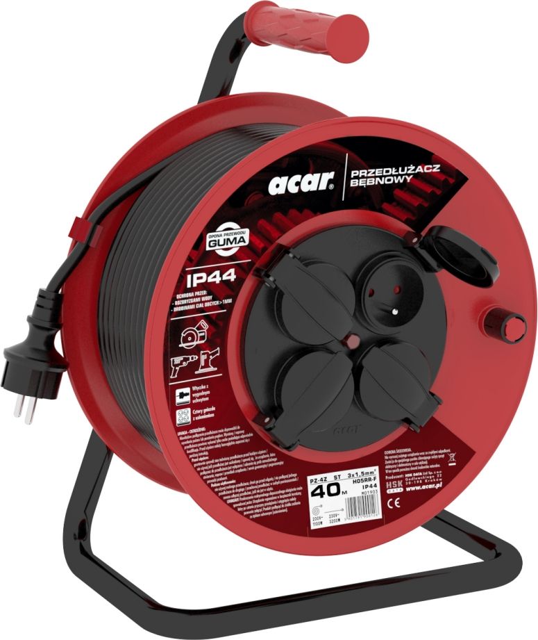 Acar Przedłużacz bębnowy Acar M01903 40m czarny