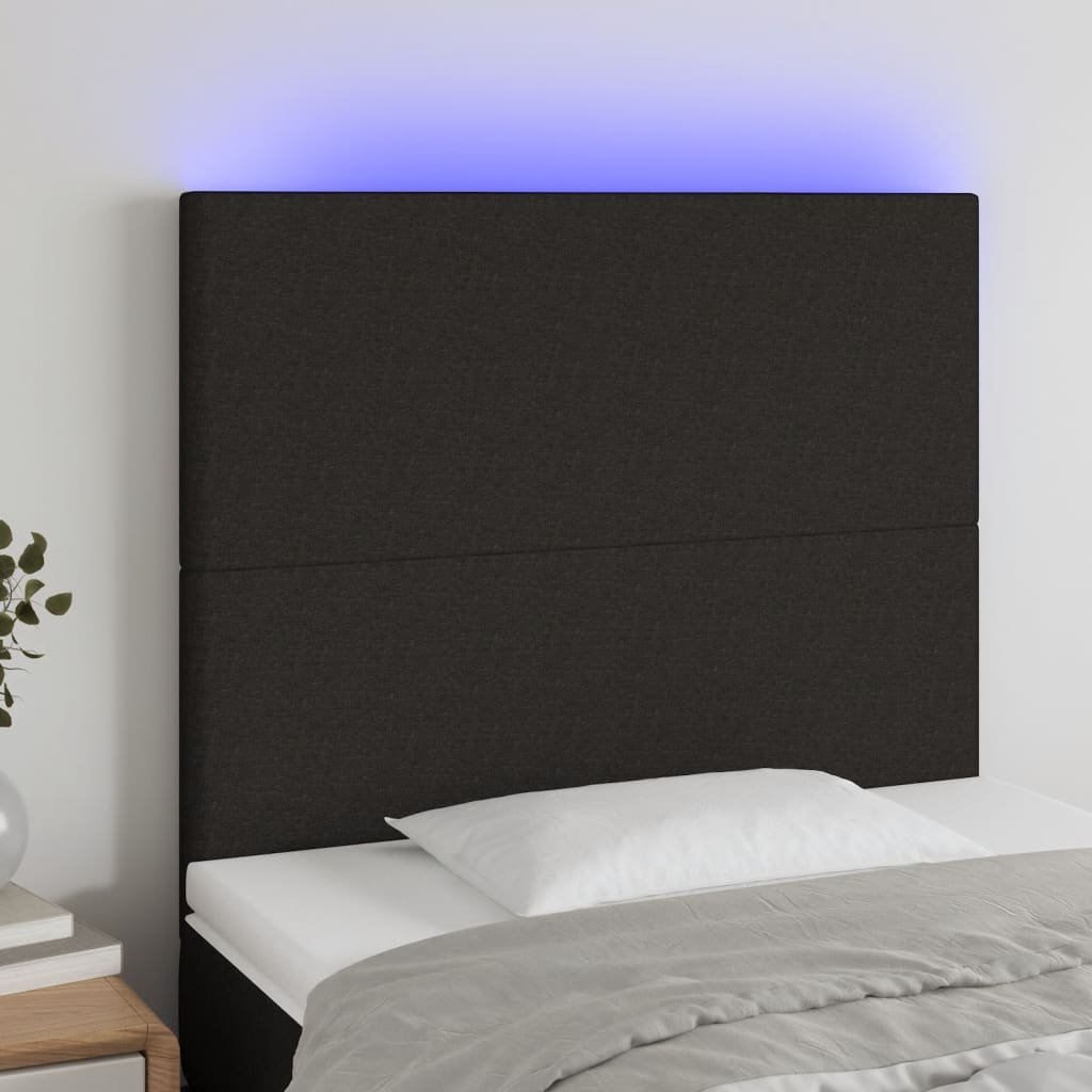 vidaXL vidaXL Zagłówek do łóżka z LED, czarny, 80x5x118/128 cm, tkanina
