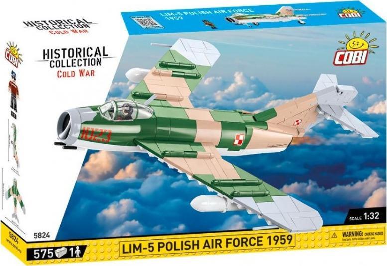 Cobi COBI 5824 Historical Collection Cold War Zimna Wojna Samolot myśliwski LIM-5 Polish Air Force 1959 575 klocków