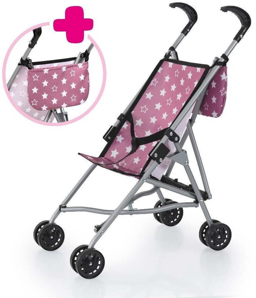 Wózek dla lalek z torbą w kolorze starym różu