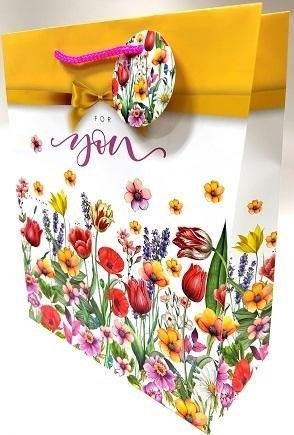 Torebka ozdobna matowa 26x32x12cm polne kwiaty