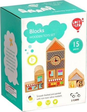 Lucy&Leo Klocki drewniane Miasto 15 elementów #T1