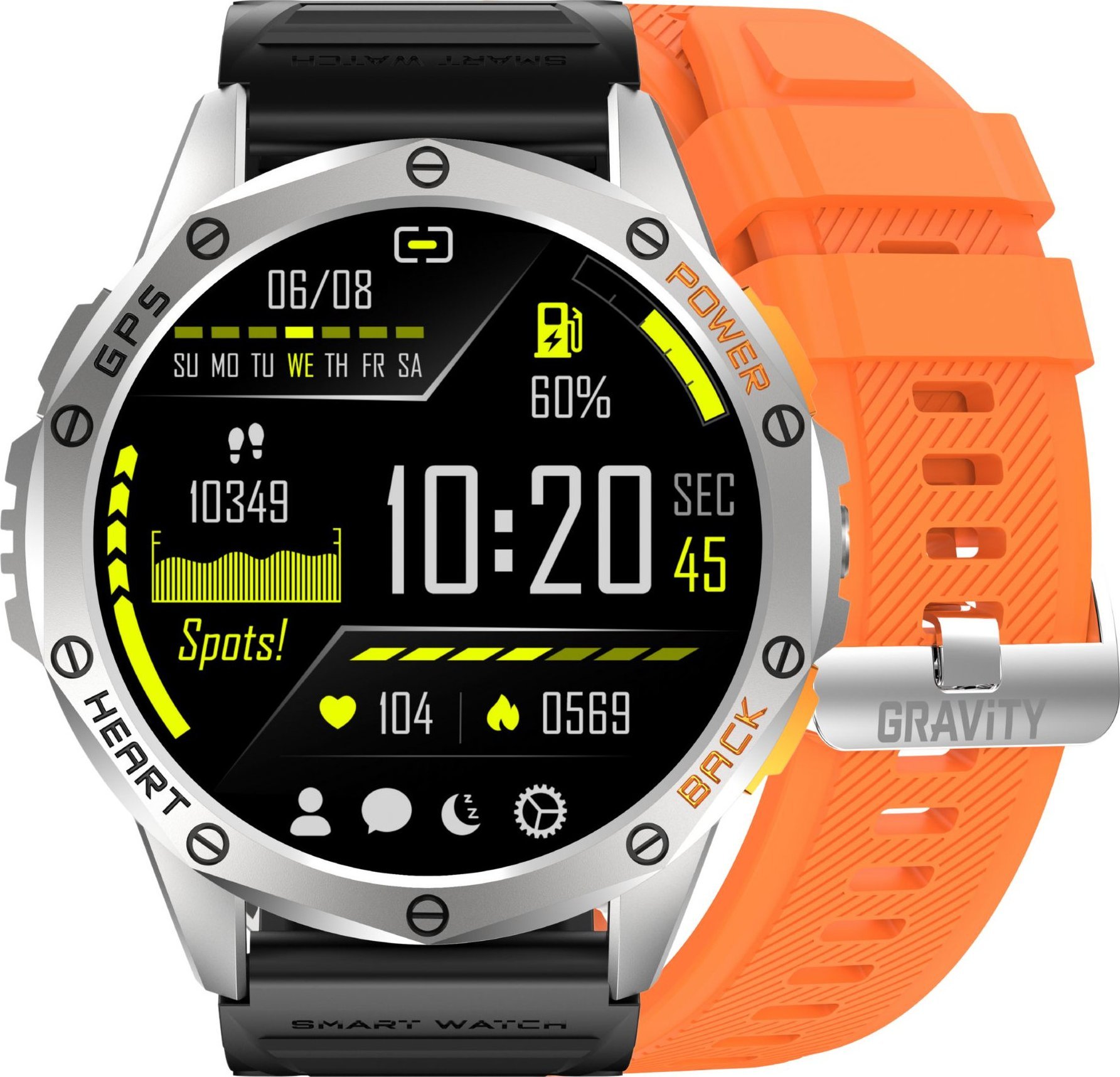 Zegarek męski SMARTWATCH GRAVITY GT24-4 SR/BK/OG