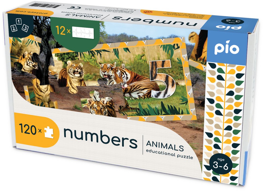 Lavinanti dėlionė NUMBERS - ANIMALS, 3-6 metų vaikams