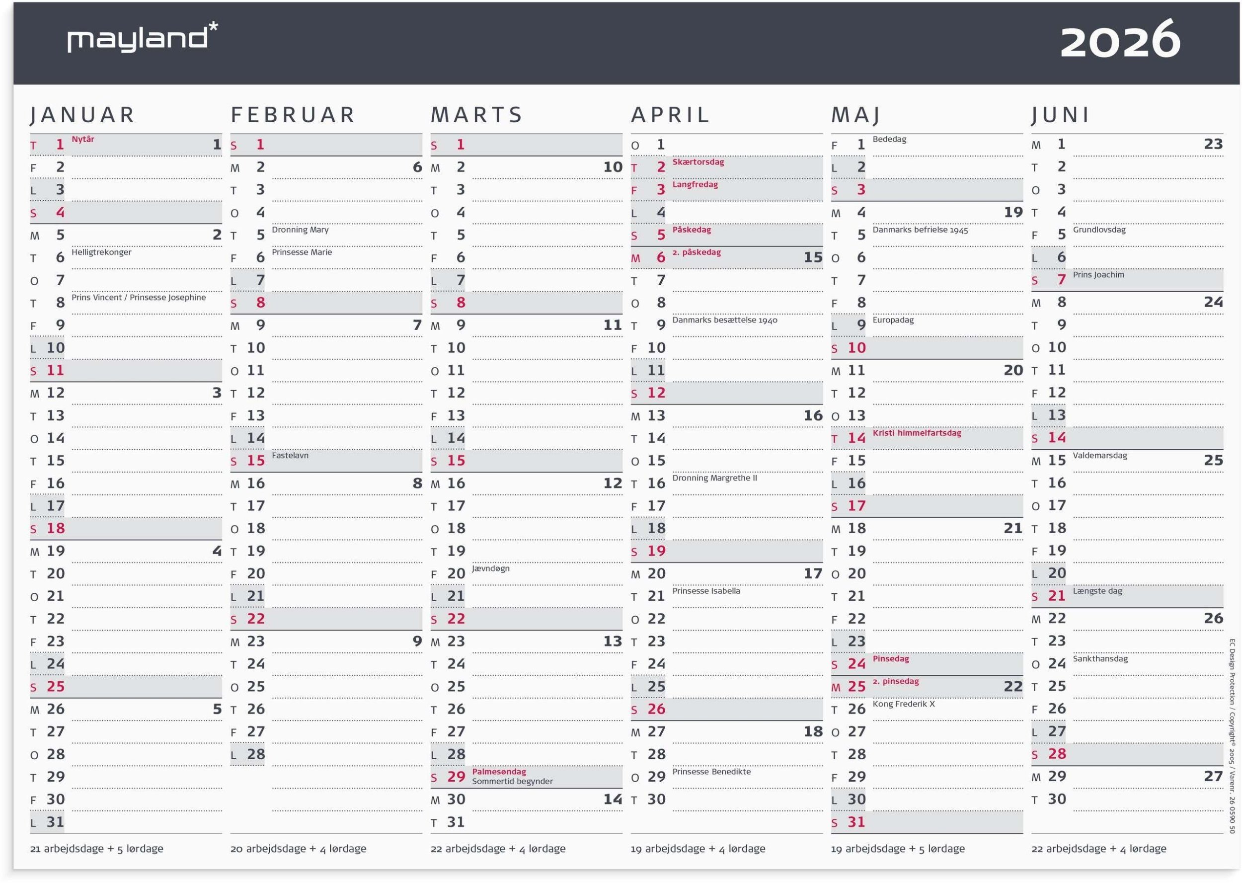 Mayland-Burde Kontorkalender Nowoczesny A4 2026
