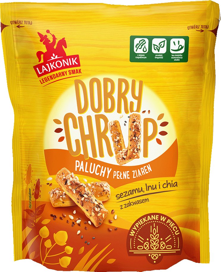 Lajkonik Dobry Chrup Paluchy pełne ziaren sezamu lnu i chia 100 g