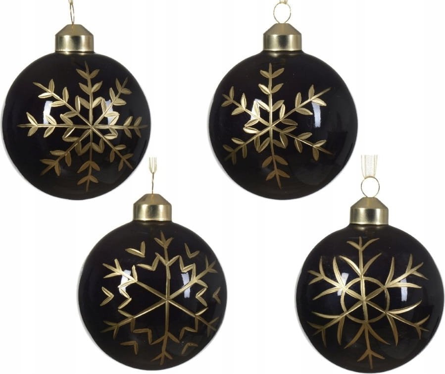 Kaemingk Bombka choinkowa czarna błyszcząca szklana 8cm 1szt