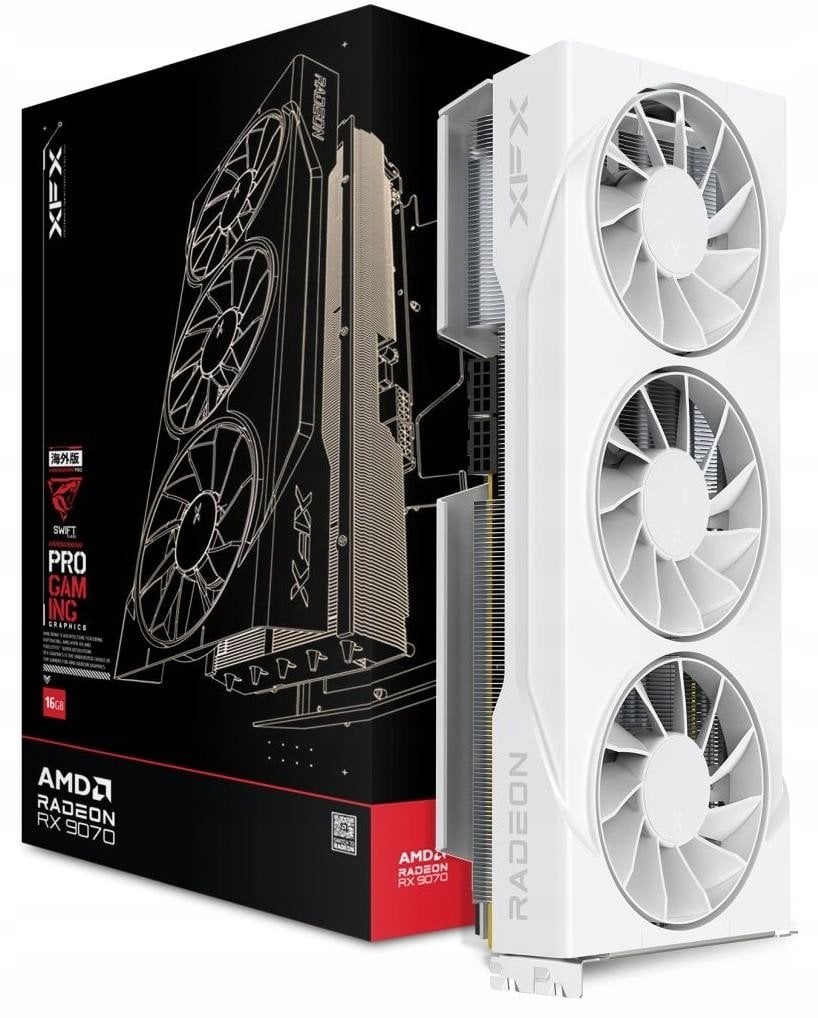 Karta graficzna XFX Swift Radeon RX 9070 OC White Triple 90mm Fan Gaming 16GB GDDR6 (RX-97SWFT3W7)