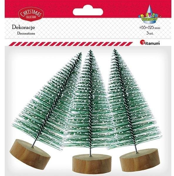 Drzewka plastikowe Choinki 12,5cm x 55mm 3szt ziel