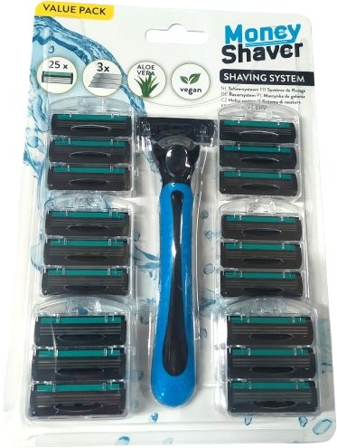 MASZYNKA DO GOLENIA + 25 WYMIENNE WKŁADY 3 OSTRZA GOLARKA ZESTAW 25 SZTUK