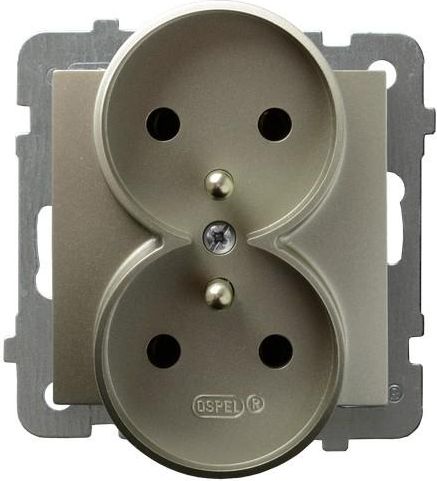 Ospel Gniazdo AS podwójne z uziemieniem satyna light (GP-2GRZ/m/45)