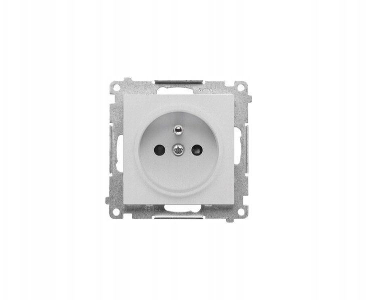 Kontakt-Simon Simon Gniazdo wtyczkowe pojedyncze z uziemieniem i przesłonami (moduł) 16 A 250 V~ szybkozłącza Aluminium mat TGZ1CZ.01/143