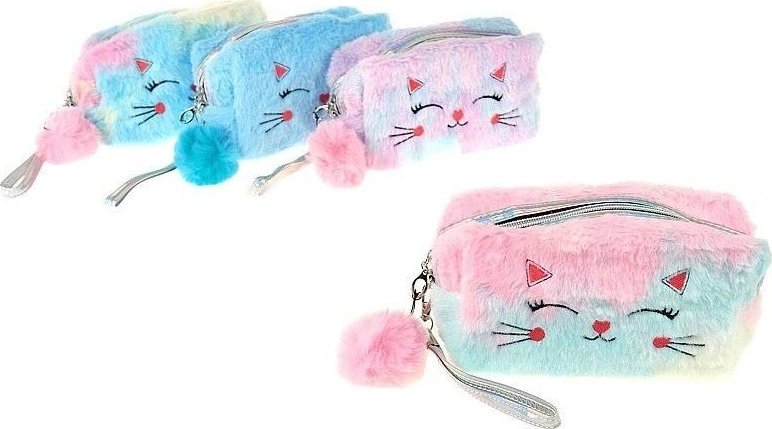 Kosmetyczka pluszowa z pomponem 18x11x7cm MIX