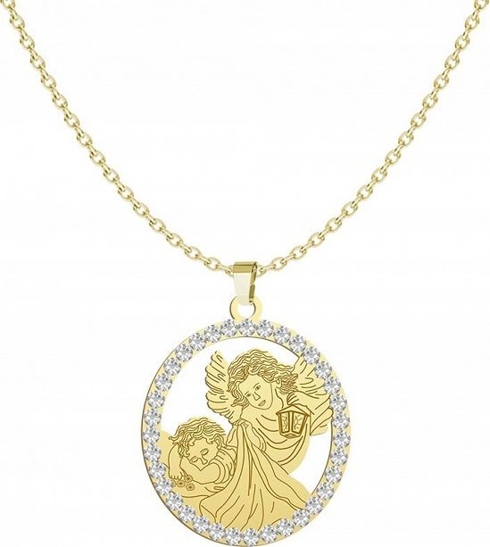 Radziszewska Jewellery Naszyjnik Pozłacany Medalik Anioł Stróż 925 Prezent Biżuteria GRAWER GRATIS