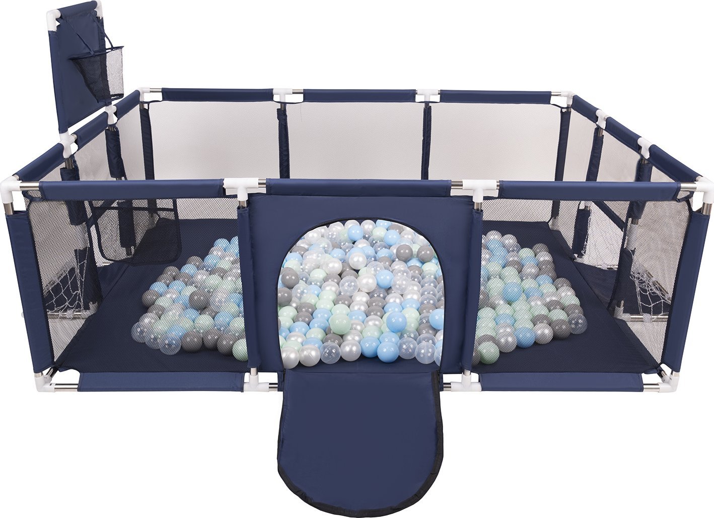 Selonis Selonis Boisko BO-100X z piłeczkami 6cm granatowy: perła-szary-transparent-babyblue-mięta 180x122x62/900piłek Zabawka kojec