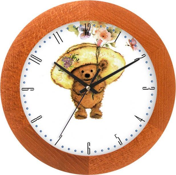 Atrix Drewniany zegar ścienny z misiem Atrix ATW300MK CAL SW 30 cm