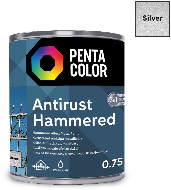 PAINT PENTAC ANTIRUST HAMMERED SLV 750ML