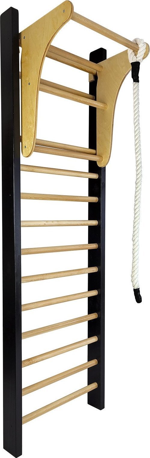 UnderFit Drabinka gimnastyczna Leon 195 x 80 cm czarna + drążek + lina